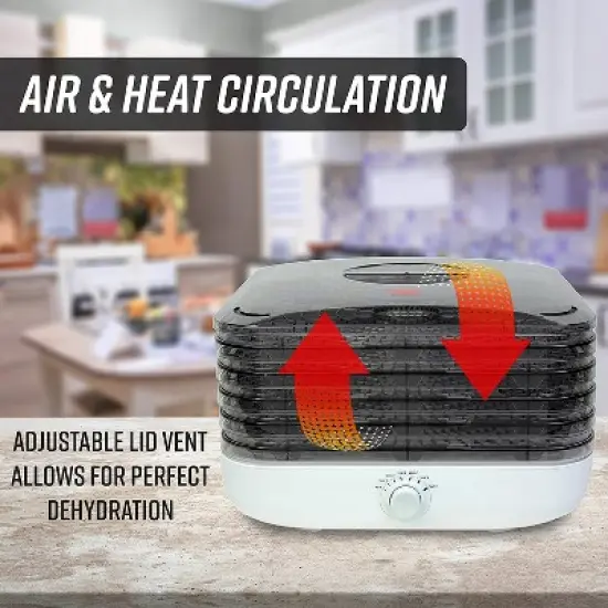Ronco Turbo EZ-Store 5-Tray Dehydrator with Convection Air Flow, Food Preserver Adjustable Temperature Control, Quiet Operation image {3}
