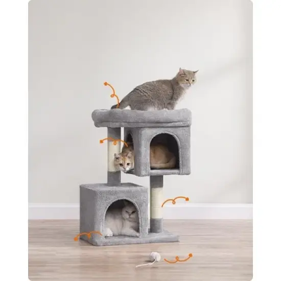 Feandrea Cat Tree, Cat Tower, Cat Condo, Large Cat Perch, 2 Cat Caves, Scratching Post image {3}