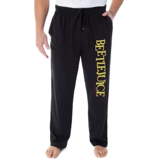 Beetlejuice Men's Classic Film Logo Loungewear Sleep Bottoms Pajama Pants Black image {3}