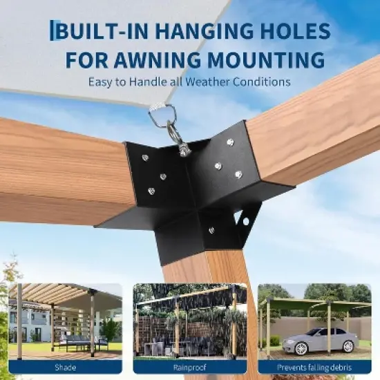 4"x4" Pergola Kit,Heavy-Duty Carbon Steel Gazebo Hardware with 4-Way Brackets,Perfect for Outdoor Patio,Pergola & Cabin Construction image {2}