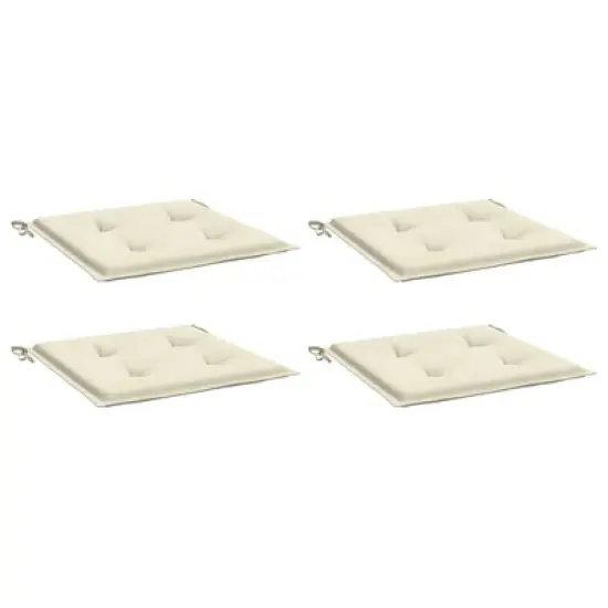 vidaXL Outdoor Chair Cushions 4 pcs- Cream Color, Oxford Fabric, Square Shape, Easy Fit 15.7"x15.7"x1.2", Comfortable Foam Filling image {2}
