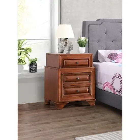 Passion Furniture LaVita 3-Drawer Oak Nightstand (29 in. H x 17 in. W x 24 in. D) image {6}