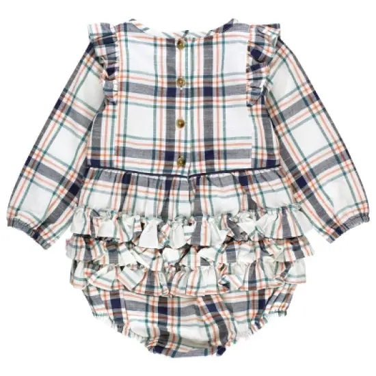 RuffleButts Baby Girls Long Sleeve Ruffle Trim Bubble Romper image {1}