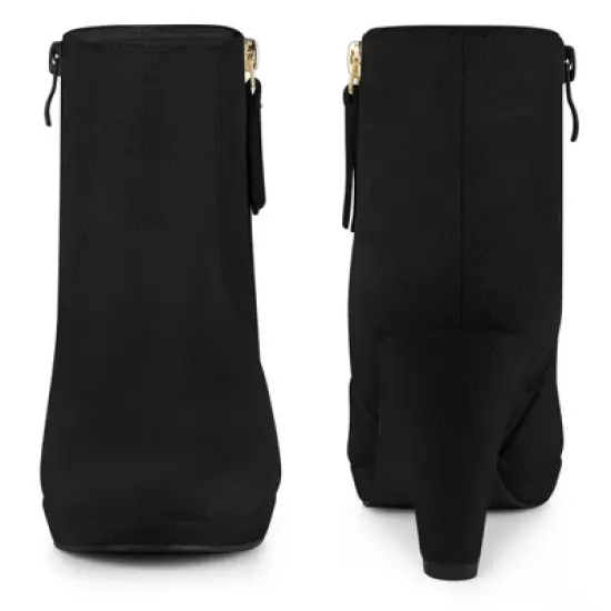 Perphy Women's Suede Platform Round Toe Chunky Heels Ankle Boots image {1}