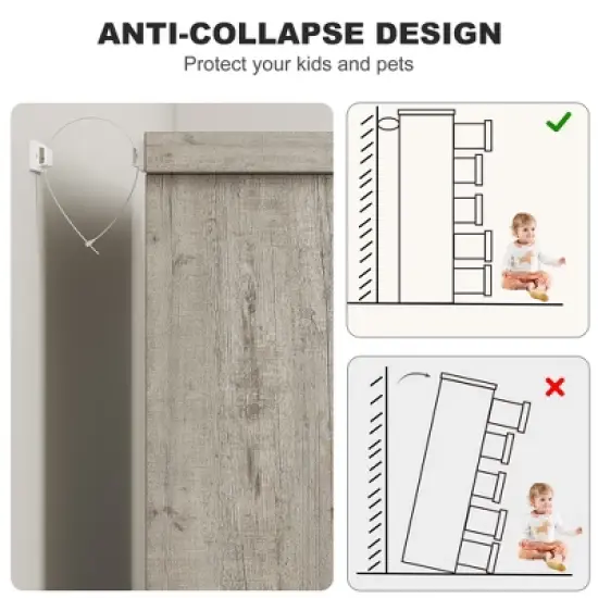 5 Drawer Dresser for Bedroom, Dresser Chest of Drawers with Embedded Handles Design, Wooden Dresser Organizer for Living Room, Nursery, Hallway image {5}