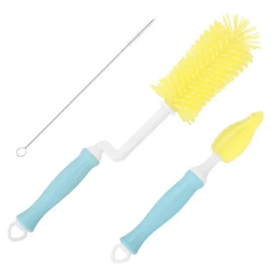 Unique Bargains Silicone 360 Rotation Curved Handle Bottle Cleaning Brush image {8}