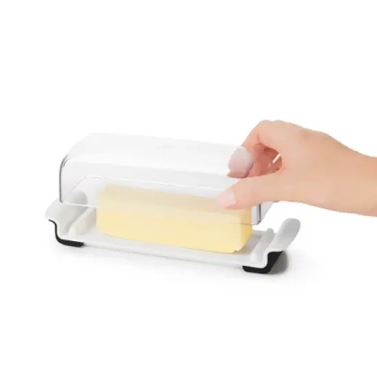 OXO Softworks Butter Dish: White Polypropylene Butter Holder, Dishwasher-Safe, 2-Piece Set, 7.80" Width image {5}