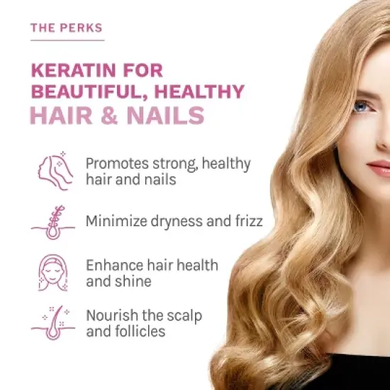 Reserveage Beauty Keratin Hair Booster with Biotin, Supports Healthy Thickness and Shine with Biotin, 60 Capsules (30 Servings) image {2}