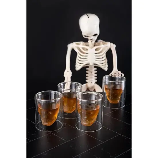 LEMONSODA Old Fashioned Skull Glasses Set of 4 - (8.5 fl. oz) image {4}