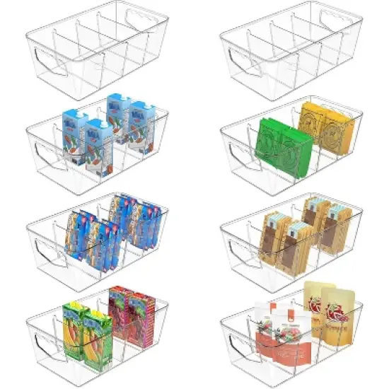 MaseiKar Clear Storage Organizer Bins 8 Pack Plastic Pantry Organization, Stackable Cabinet Containers for Kitchen, Fridge, Countertops image {7}