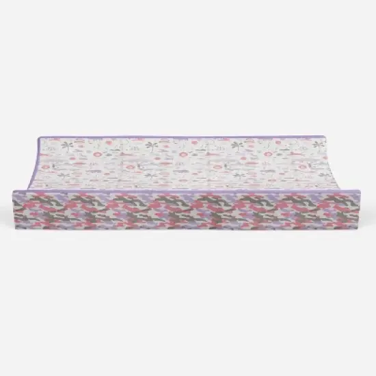 Bacati - Jungle Safari Lilac/Coral Muslin Quilted Changing Pad Cover image {4}