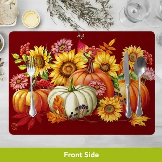 Briarwood Lane Fall Double Sided Placemat (4-pack) 17x11.25 Pumpkins For Fall Placemat image {3}