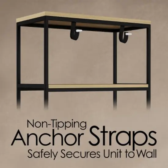 Hastings Home 5-Tier Open Bookshelf &ndash; Industrial Bookcase with Steel Frame, Black image {3}
