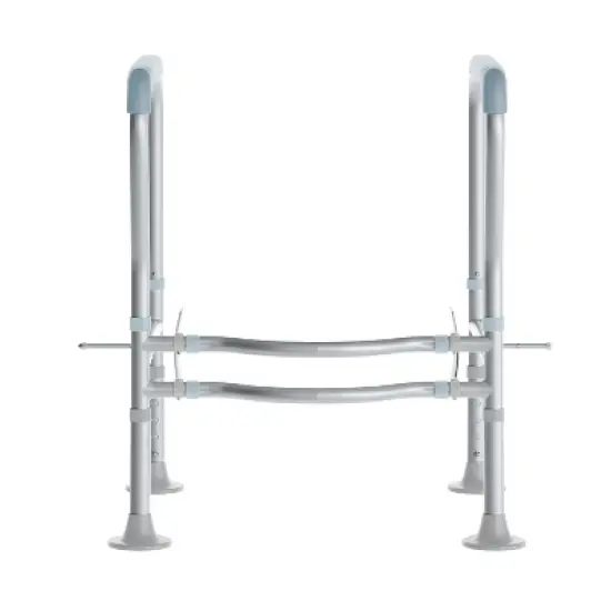 Emma and Oliver Ramsey Toilet Safety Rail for the Elderly with Height Adjustable Silver Steel Frame, Gray Padded Handles and Suction Cup Feet image {4}