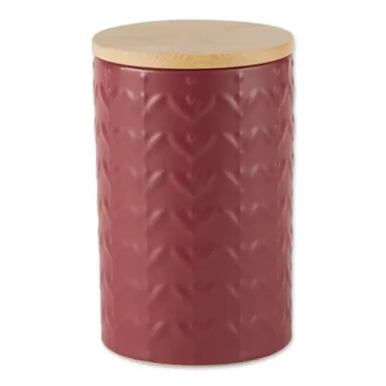 Design Imports Barn Red Matte Retro Vine Texture Ceramic Canister Set/3 image {3}