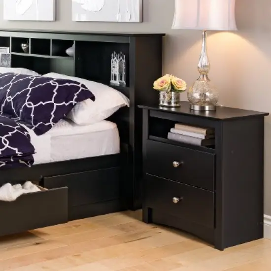Tall 2 - Drawer Nightstand with Open Shelf - Prepac image {1}