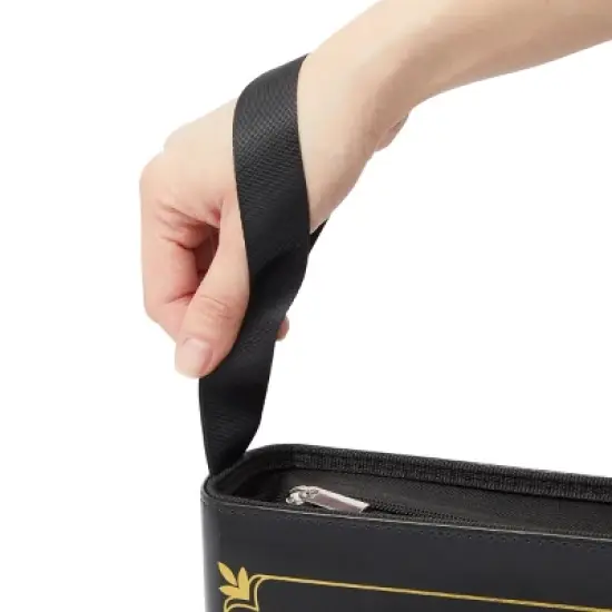 Bright Creations 9 Pocket Trading Card Binder with Removable Sleeves, Holds up to 900 Cards, 14 x 11 In, Black & Gold Faux Leather image {3}