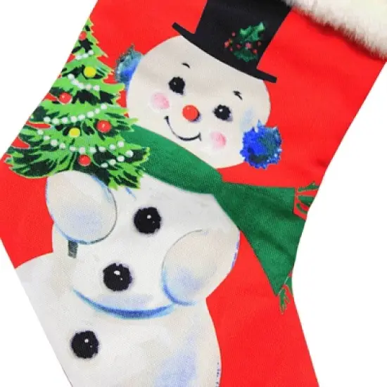 Christmas 19.0 Inch Vintage-Lookijng Snowman Stockin , Vintage-Looking Top Hat (1PC) image {2}