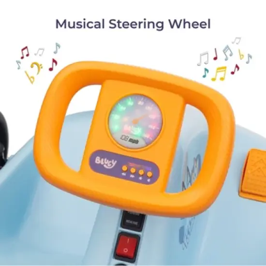 Bluey 12V Electric Go Kart for Kids with Lights, Remote Control, Seat Belt, Rechargeable Battery, Durable Outdoor Ride-On Toy for Ages 3-6 image {6}