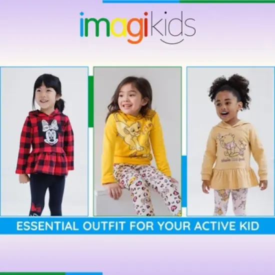 Disney Winnie the Pooh Piglet Infant Baby Girls Pullover Peplum Fleece Hoodie and Leggings Outfit Set Pale Yellow / Pink 12 Months image {1}