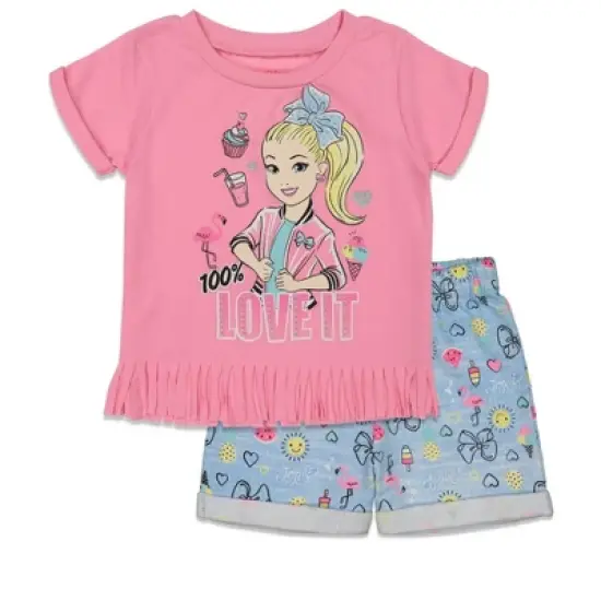 JoJo Siwa Girls T-Shirt and French Terry Shorts Outfit Set Little Kid to Big Kid image {9}