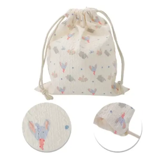 Unique Bargains Bow-Knot Elephant Drawstring Makeup Bag White 1 Pc image {3}