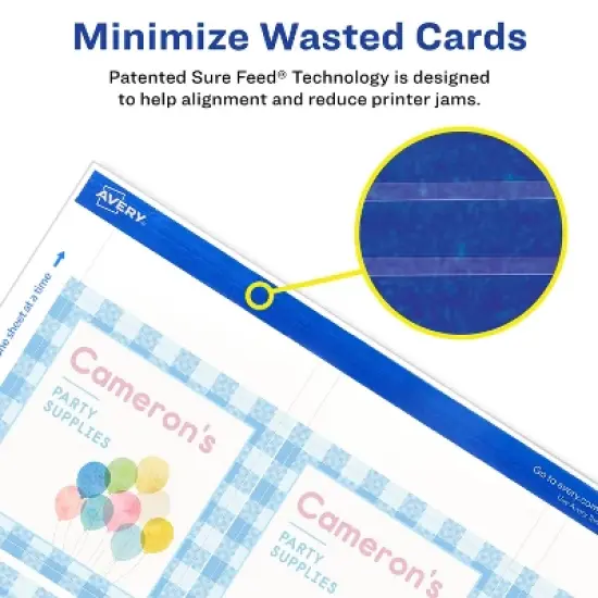 Avery Printable Square Cards with Sure Feed Technology, 2.5" x 2.5", Matte White Cardstock, Print-to-the-Edge, Laser/Inkjet Cards, 225 Total image {2}