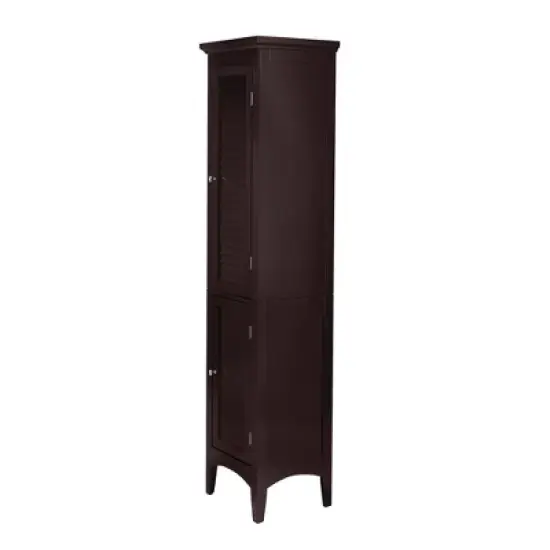 Teamson Home Glancy Two Shutter Doors Wooden Tall Tower Storage Cabinet Dark Brown image {8}