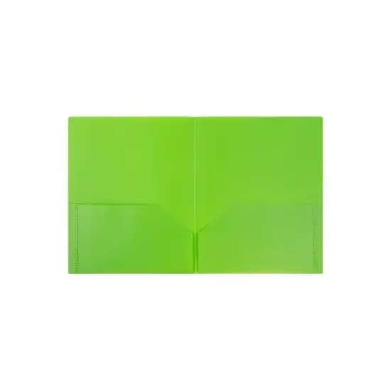 JAM Paper Plastic POP 2-Pocket Portfolio Folder Lime Green 96/Box (382ELIGRB) image {1}
