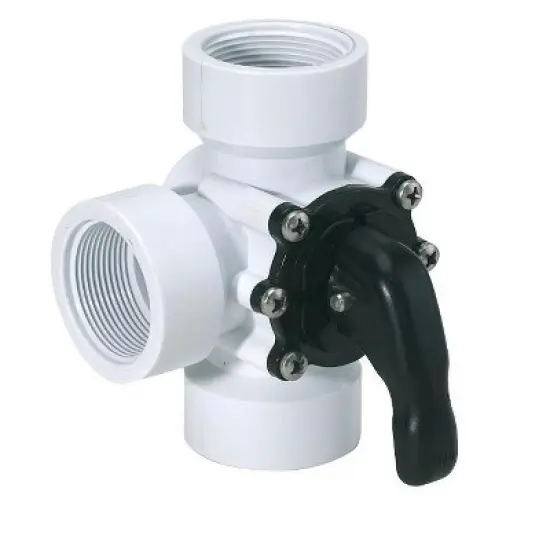 Swimline HydroTools Swimming Pool and Spa Standard All Female Threaded 3-Way Valve 1.5" - White/Black image {1}