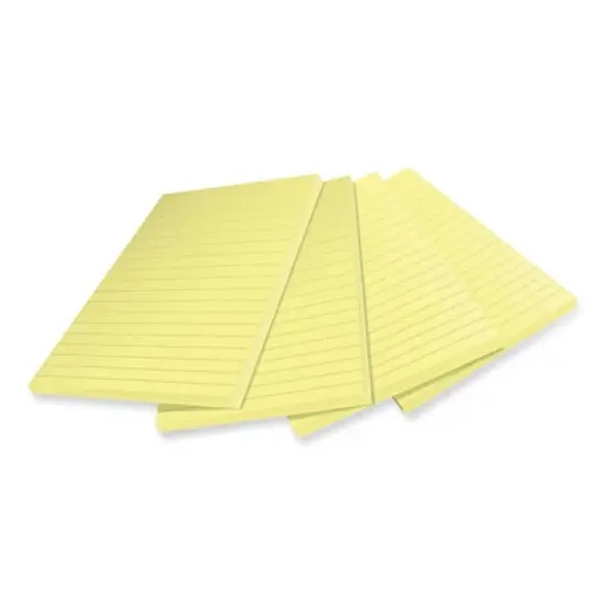 Post-it Notes Super Sticky 100% Recycled Paper Super Sticky Notes, Ruled, 4" x 6", Canary Yellow, 45 Sheets/Pad, 4 Pads/Pack image {2}