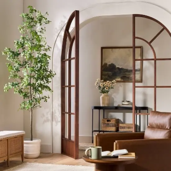 8' Faux Gypsophila Leaf Potted Tree - Hearth & Hand&trade; with Magnolia image {1}