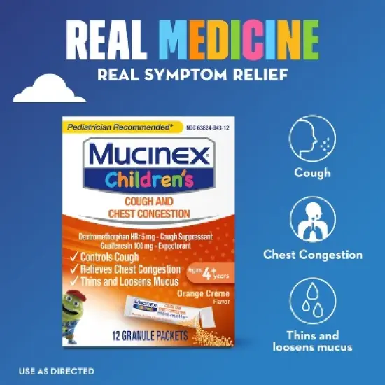 Mucinex Children's Cough & Chest Congestion Medicine - Orange Creme Mini Melts - 12 ct image {5}