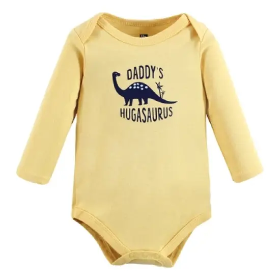 Hudson Baby Infant Boy Cotton Long-Sleeve Bodysuits, Hugasaurus 3-Pack image {4}