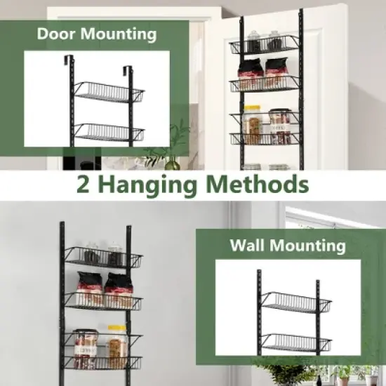 Costway Over The Door Pantry Organizer Wall Mounted Spice Rack w/ 6 Adjustable Shelves image {6}