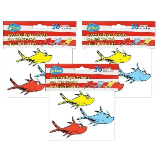 Eureka Dr. Seuss One Fish Two Fish Assorted Paper Cut Outs 36 Per Pack 3 Packs (EU-841218-3) image {2}