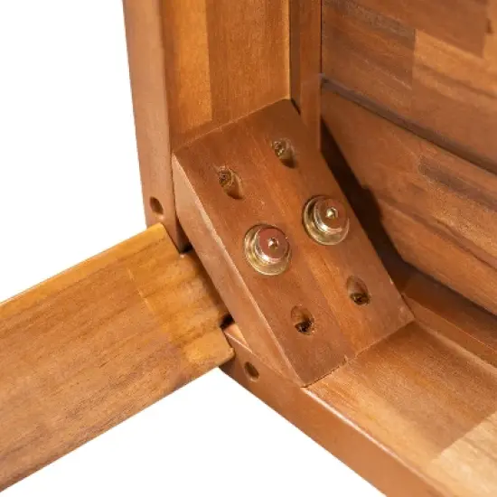 Christopher Knight Home Veronica Outdoor Rustic Acacia Wood Dining Table with Slatted Design image {6}