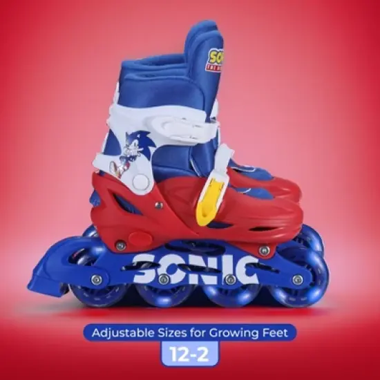 Sonic the Hedgehog 2in1 Kids Roller Skates, Transform from Quads to Inlines Skates, Durable Hardshell Boot, LED Wheels ABEC-7 Carbon Steel Bearings image {2}