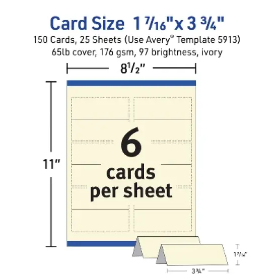 Avery Printable Tent Cards with Sure Feed Technology, 2" x 3.5", Ivory, 160 Blank Place Cards for Laser or Inkjet Printers (5913) image {3}