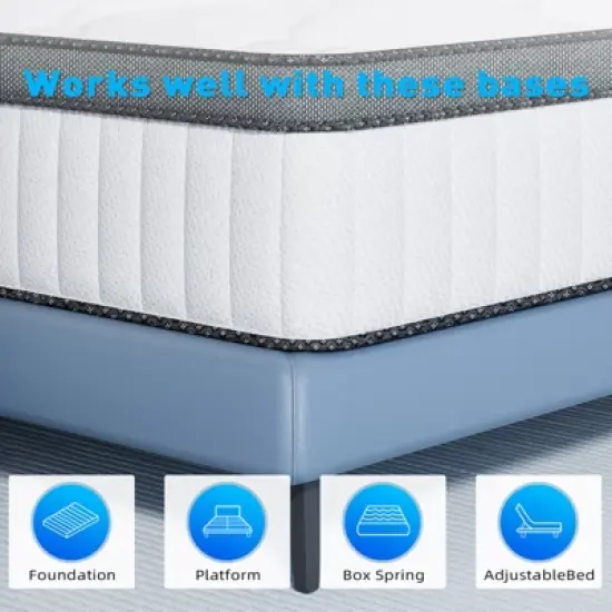 Swedrea Hybrid Mattress Cool Medium Firm Gel Memory Foam Pocket Spring, White image {2}