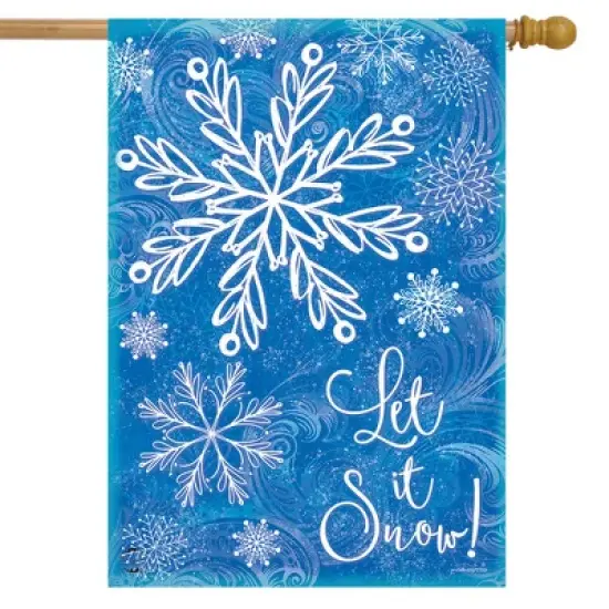 Briarwood Lane Glistening Snowflakes Winter House Flag Let It Sno image {1}