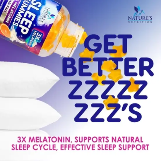 Melatonin Sleep Gummies Sugar Free, 6 mg Natural Melatonin Sleep Adults, Extra Strength Sleep Gummy Supplements - 120 Gummies By Nature's Nutrition image {4}