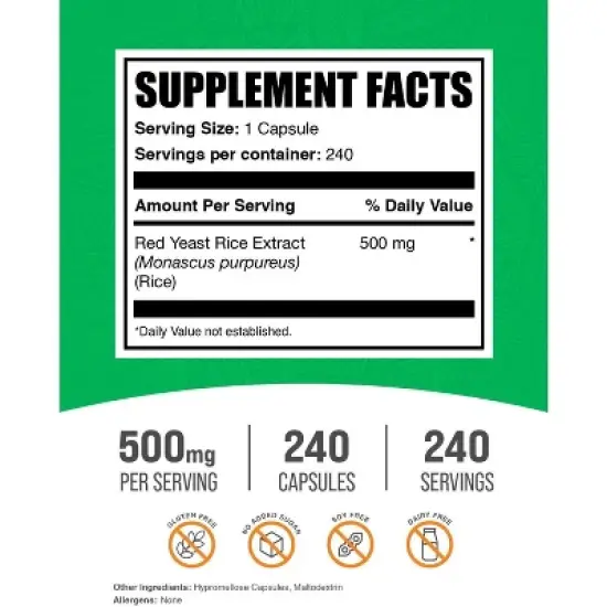 BulkSupplements Red Yeast Rice Extract Capsules image {1}