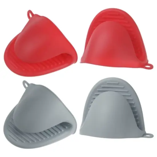 Unique Bargains Heat Resistant Kitchen Utensil Sets Silicone Oven Mitts 4 Pcs image {27}