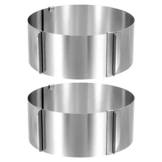 Unique Bargains Stainless Steel Round Adjustable Nonstick Cake Ring 2 Pcs image {8}