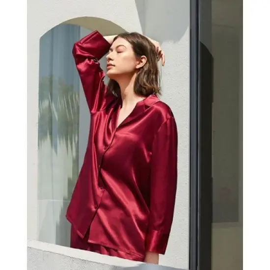 Mommesilk Classic Silk Pajamas Set for Women image {3}