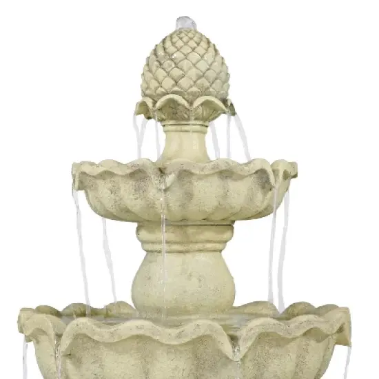 Sunnydaze 51"H Electric Polyresin and Fiberglass 3-Tier Pineapple Top Outdoor Water Fountain image {2}