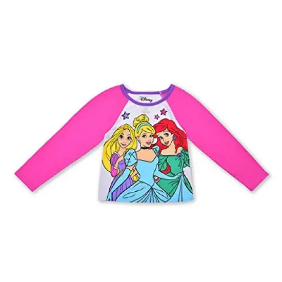Disney Girl's Disney Princesses Ariel, Rapunzel, and Cinderella Graphic Printed Long Sleeve T-Shirt and Jog Pants Bundle for kids image {3}