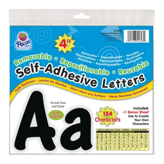 Pacon&reg; Self-Adhesive Letters, Black, Cheery Font, 4", 154 Characters image {2}