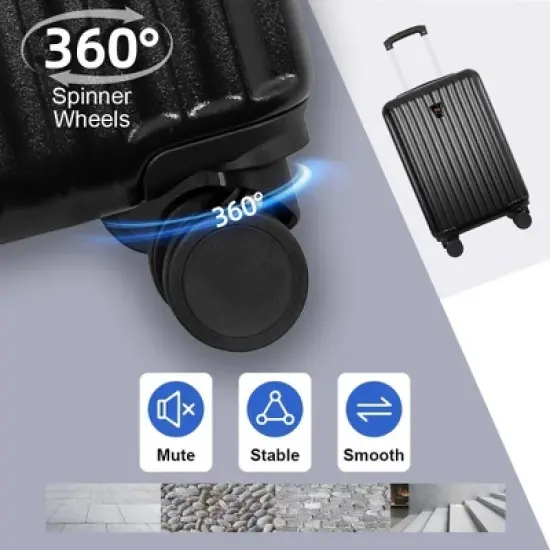 3-Piece Lightweight Hardshell Luggage Set with Double Spinner Wheels, Large Capacity, Includes 3-Piece U-Shaped Travel Pillow Set image {6}